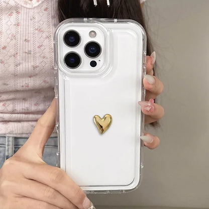 Luxury 3D Gold Love Heart Phone Case For iPhone