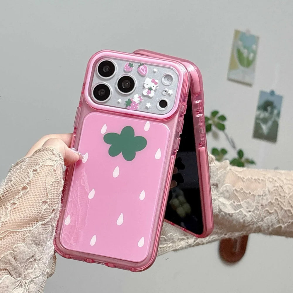 Korea INS Water Drop Strawberry Hello Kitty Case For iPhone