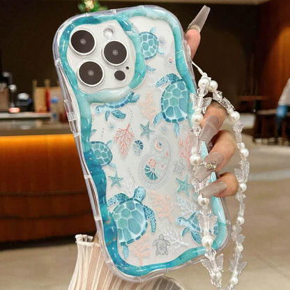 Sea Turtle Underwater World Wave-Shaped Phone Case For iPhone