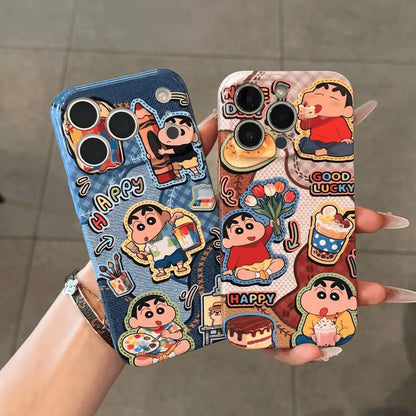 Anime Cute Crayon Shin-Chan Phone Case For iPhone