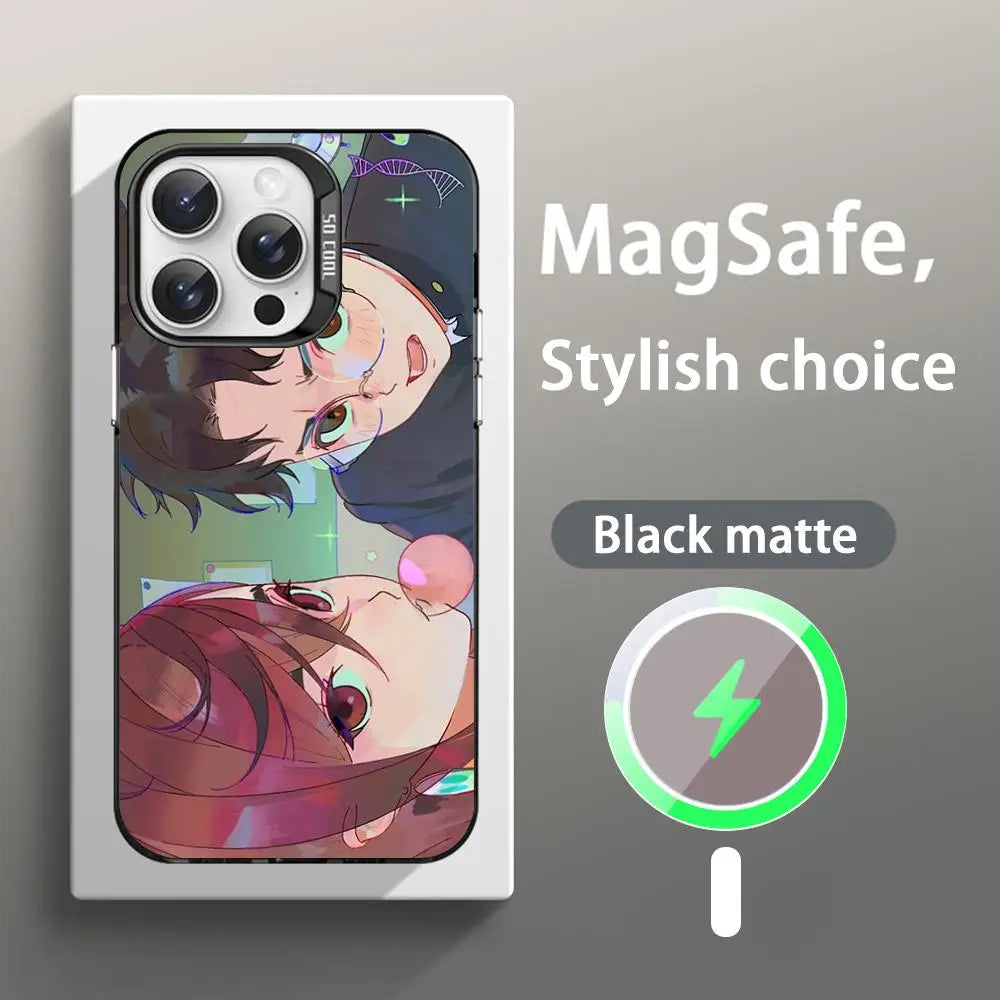 Hot Anime Dandadan Pattern Design Phone Case Magnetic IMD Colorful Silver Case For iPhone