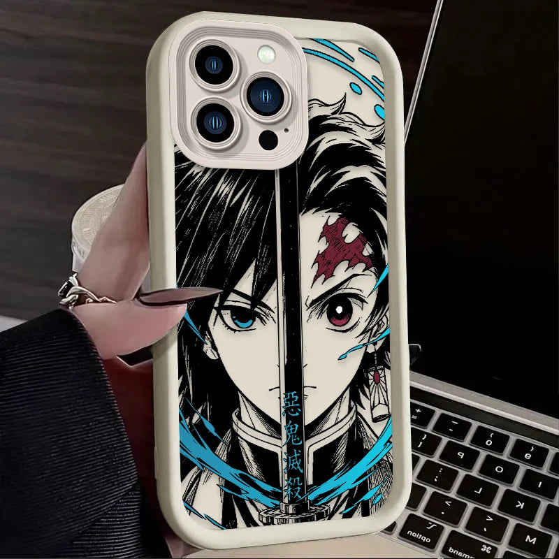 Demon Slayer Split Half Face Anime Phone Case Phone Case For iPhone