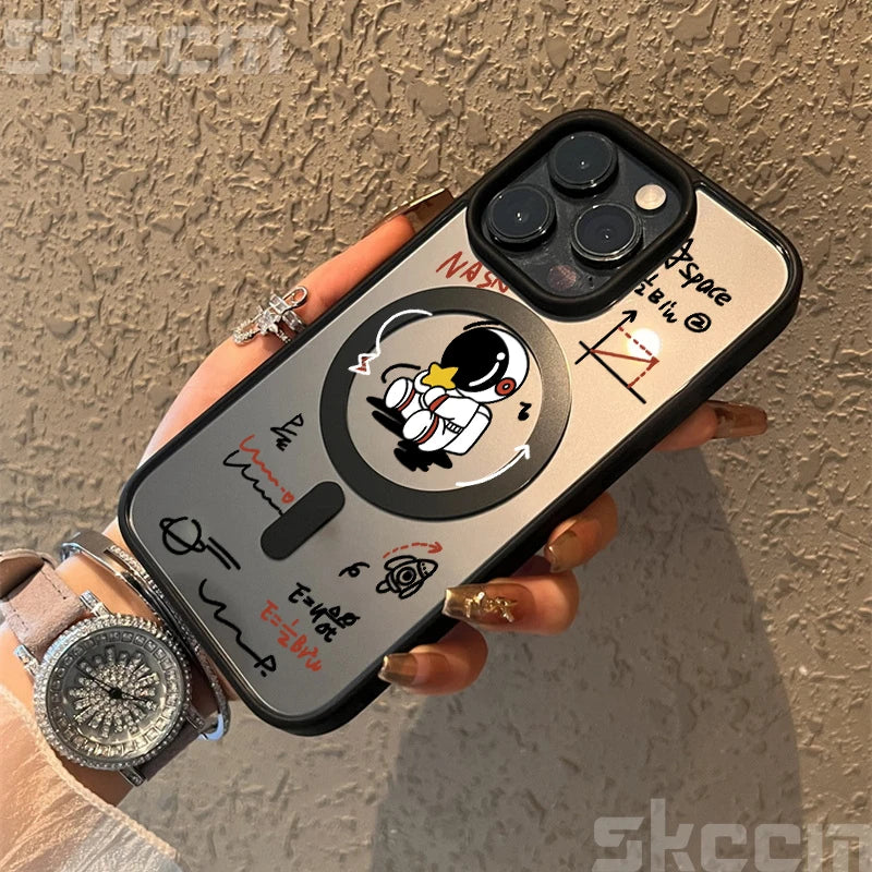 Magnetic Astronaut Clear Phone Case For iPhone
