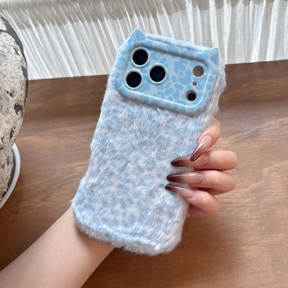Plush Leopard Phone Case For iPhone