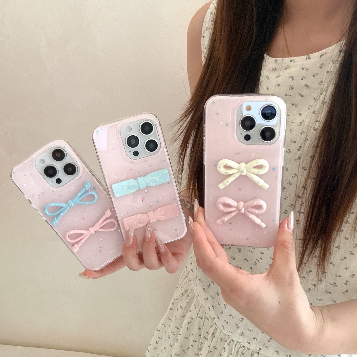 Sweet & Cute Pink Cover with Bow Decorations Lovely Girly Styles Phone Case