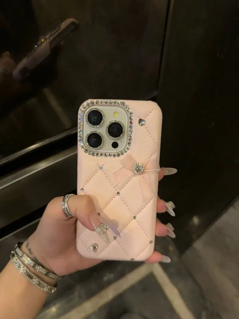 Luxurious Girly Heart Sparkling Diamond Mesh For iPhone