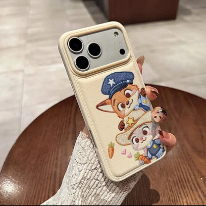 Anime Zootopia 2 Nick Judy Imitation Embroidery Skin Striae Suitable For iPhone