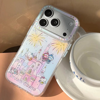 Pink Gilded Drip Glue Castle Kitty Cat For iPhone Case