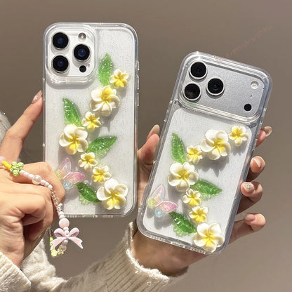 Cute 3D Flower Glitter Phone Case For iPhone