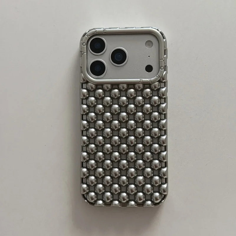 Luxury Advanced 3D solid Candy Color Pearl Round Bead Phone Case For iPhone