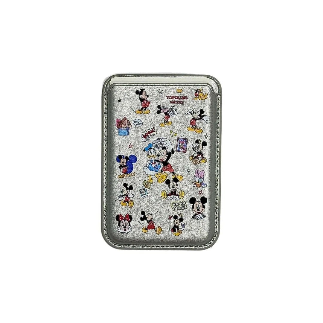Cute Mickey Minnie Mouse Magnetic Wallet Bracket Magsafe Wireless Charge Phone Case For iPhone