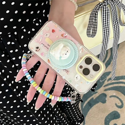 Clear Cute Puppy Magnetic Stand Phone Case