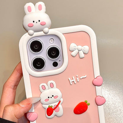 Cartoon Cute Pink Rabbit Soft Silicone Phone Case