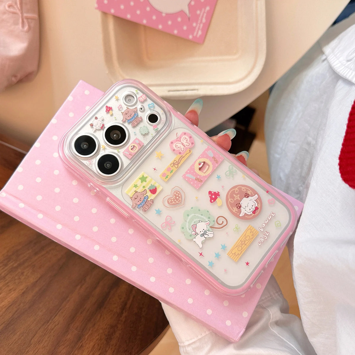 Korean Frosted Cartoon Lamb Pattern illustration Phone Case For iPhone