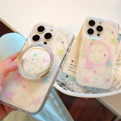 Cute Star Magnetic Rotating Stand Holder Phone Case