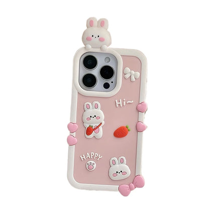 Cartoon Cute Pink Rabbit Soft Silicone Phone Case