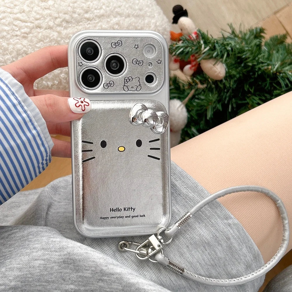 Silver Skin Kitty Three Dimensional Bow Phone Case