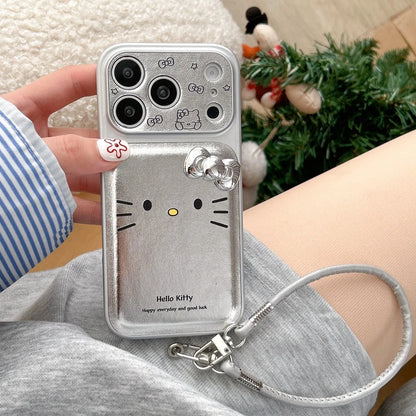 Silver Skin Kitty Three Dimensional Bow Phone Case