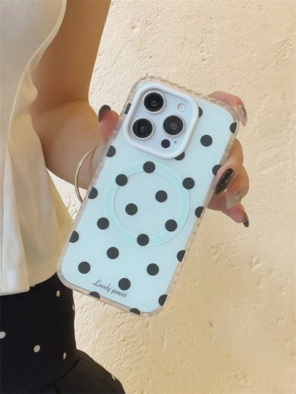 Fashion Simple Pink Polka Dot Magnetic Phone Case For iPhone