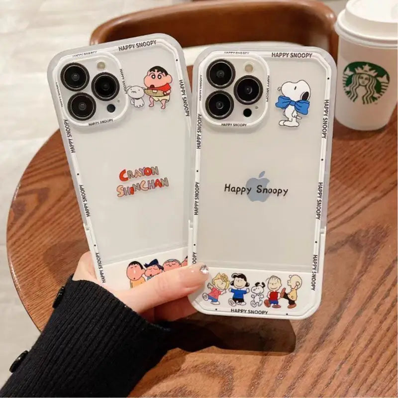 Anime Character Snoopy Stand Soft Phone Case For iPhone