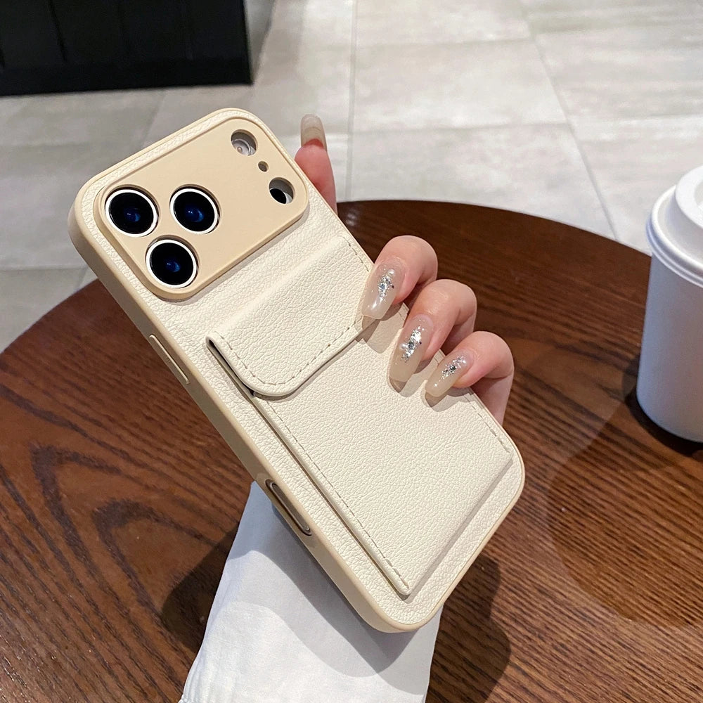 Card Slot Wallet PU Leather Bracket Case For iPhone