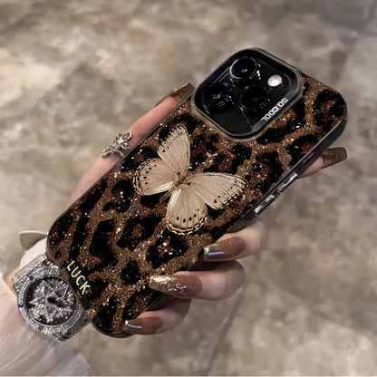 Leopard Butterfly Pattern Phone Case For iPhone