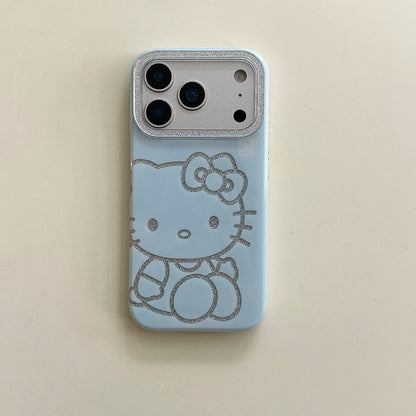 Flash Lens Blue Background Flash Powder Kitty Phone Case For iPhone