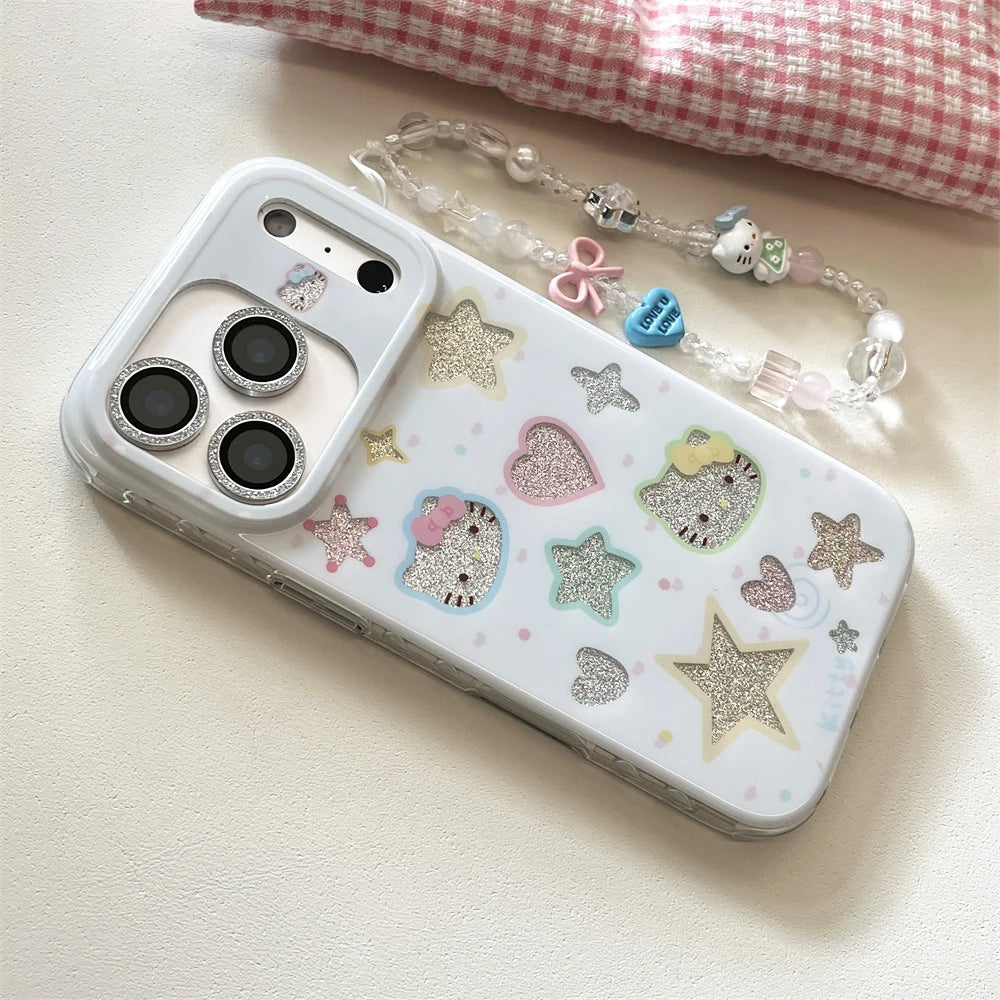 Bling Glitter Full Screen Hello Kitty Melody Phone Case For iPhone