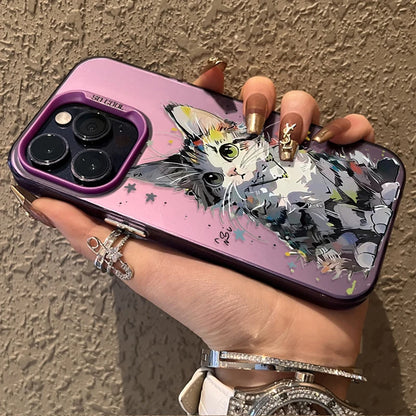 Cute Painting Cat Phone Case For iPhone
