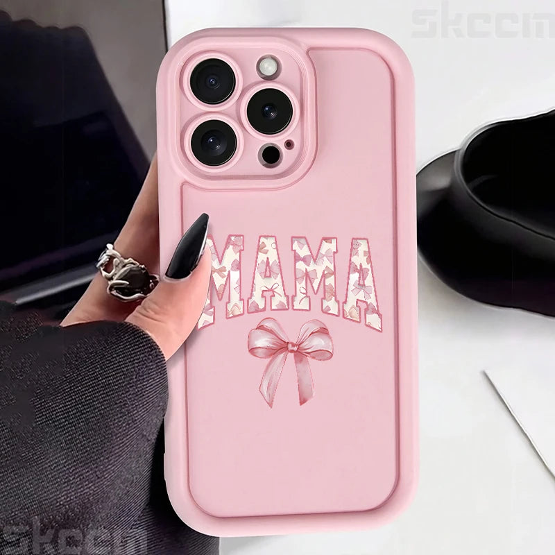 Pink Bow Mom's Letter Pattern Design Phone Case For iPhone