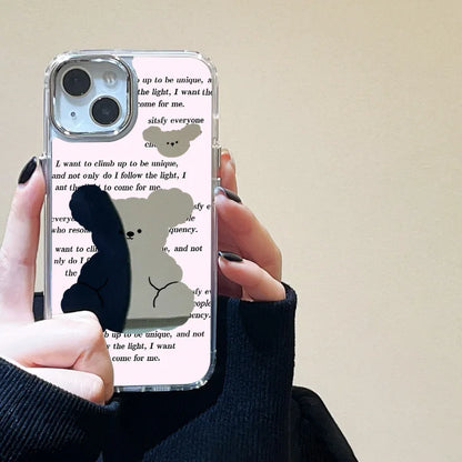 Cute Bear Makeup Mirror Phone Case