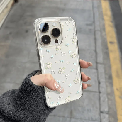 Small Fresh Light Blue Floral Fragments Protective Phone Case