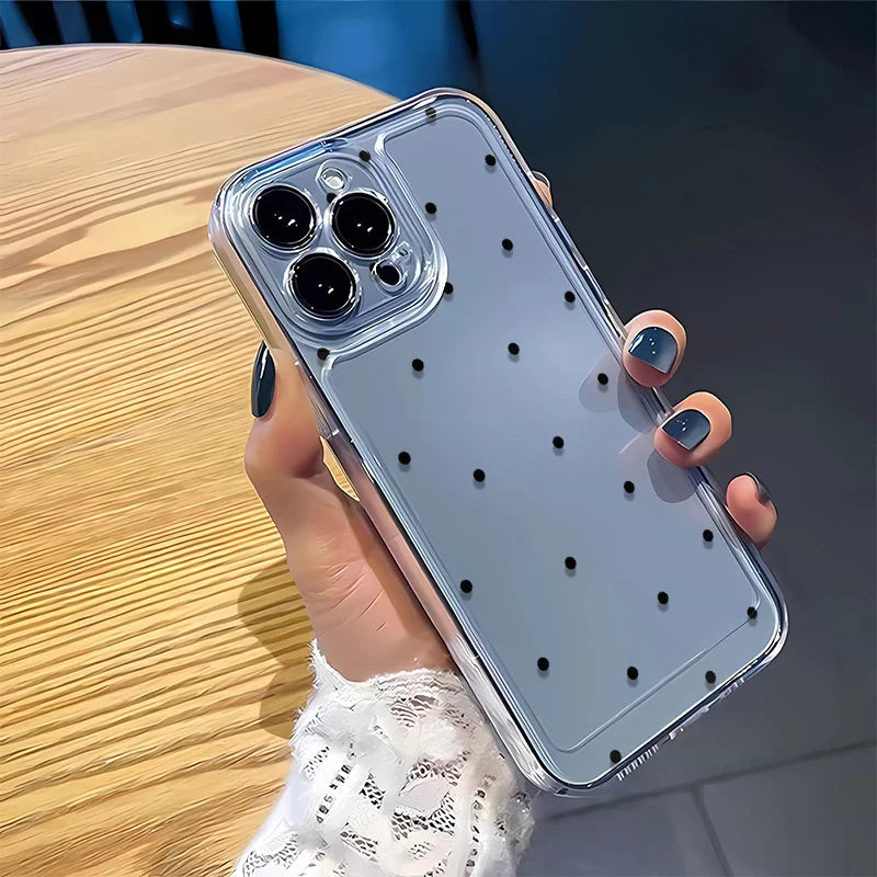 Luxury Transparent Black Circular Dots Clear Back Phone Case