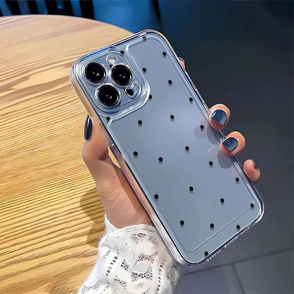 Luxury Transparent Black Circular Dots Clear Back Phone Case