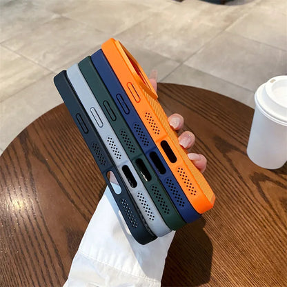 Luxury Solid Colors Heat Dissipation Mesh Phone Case For iPhone