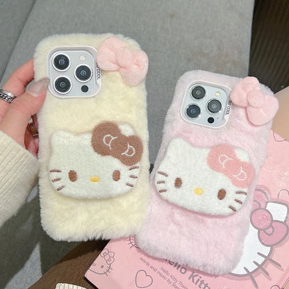 DIY New Kawaii Cat 3D Plush Shape Mobile Phone Case Suitable For iPhone