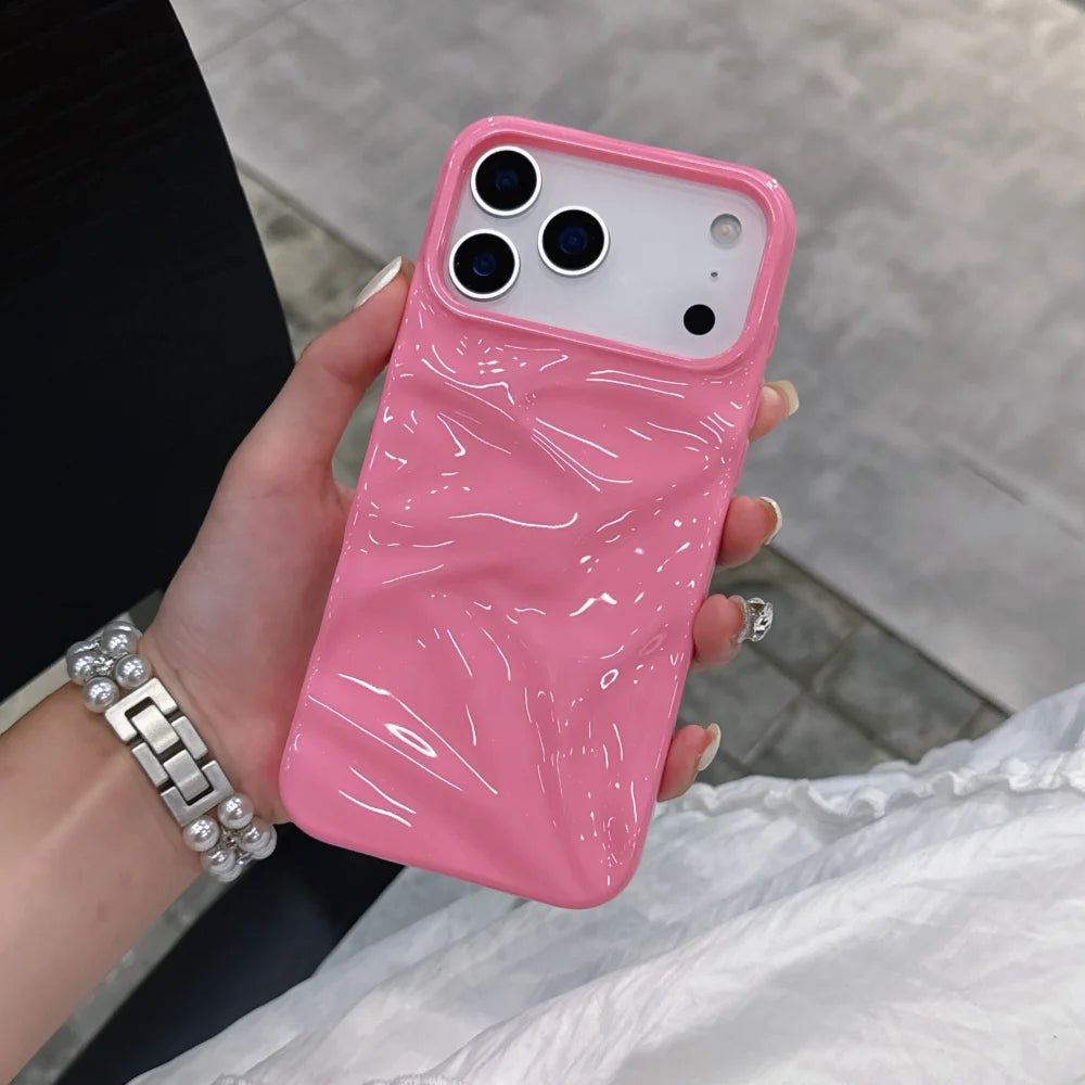Candy Color Ripple Texture Glossy Phone Case For iPhone