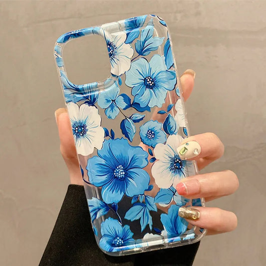Flowers Graphic Print Clear Phone Case