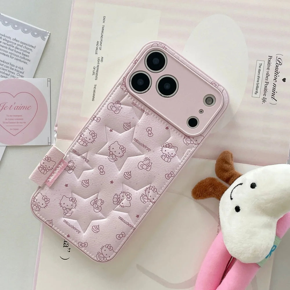 Cute Star Kitty  Fashion Leather Phone Case For iPhone