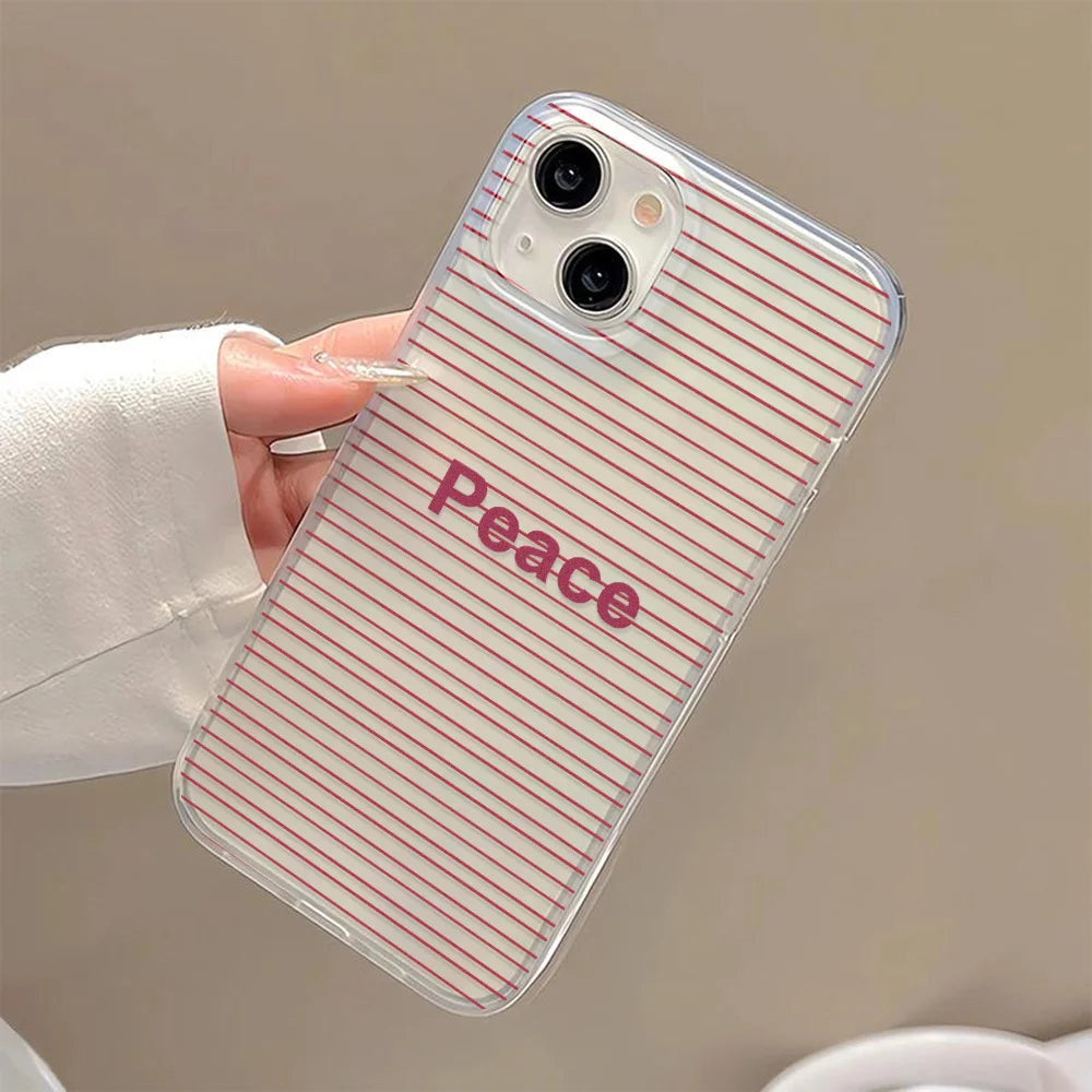Striped Pattern Transparent Phone Case For iPhone