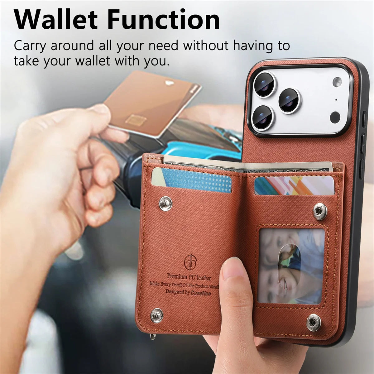 Wrist Strap Flip Rfid Wallet with Card Holder Phone Case  For iPhone