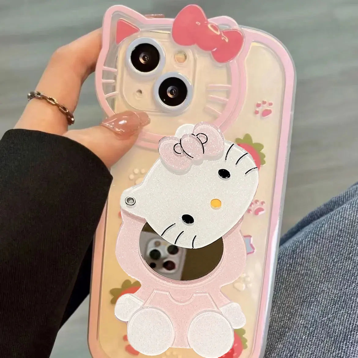 Hello Kitty Angel Makeup Mirror Phone Case For iPhone