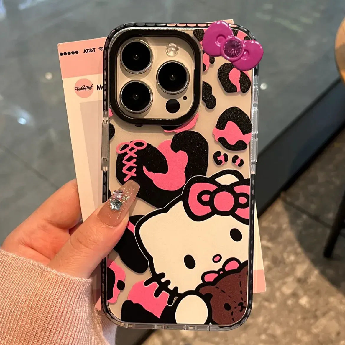 Hello Kitty Leopard Print Bow Phone Case For iPhone