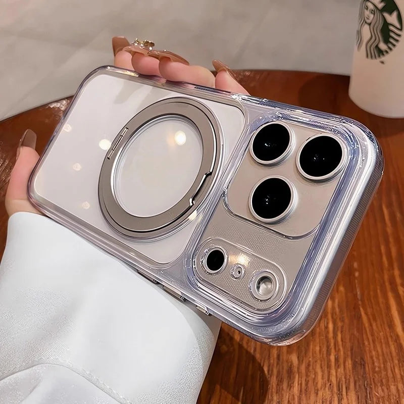 Matte Rotating Bracket Holder Magnetic Phone Case For iPhoneCover
