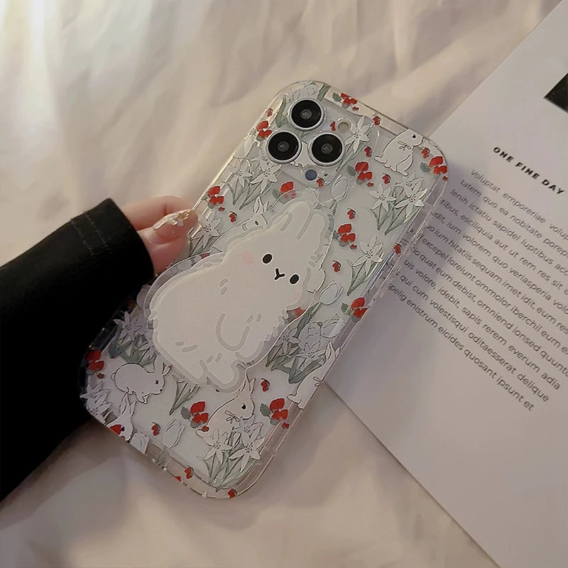 Cute Rabbit Grip Holder Phone Case For iPhone