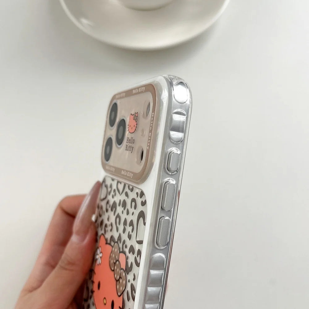 Luxury IMD Leopard Print Cute Sanrio Hello Kitty Case For iPhone