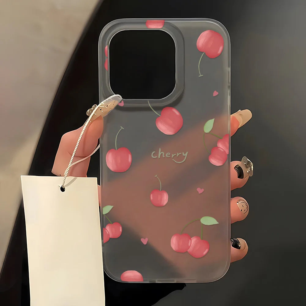 Korean Strawberry Clear Phone Case For iPhone