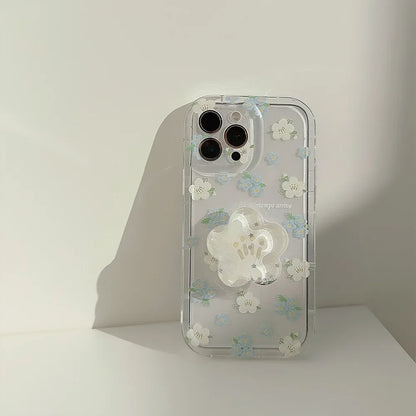 Cute Artistic Flower With Holder Phone Case For iPhone