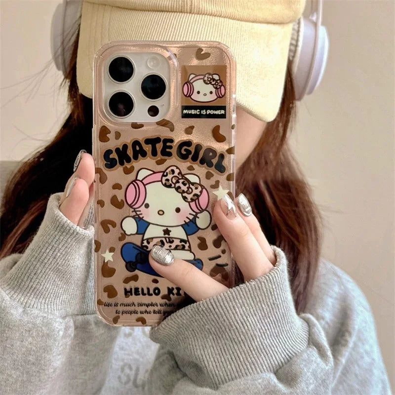 Y2k Sanrios Leopard Hellokitty Phone Case For iPhone