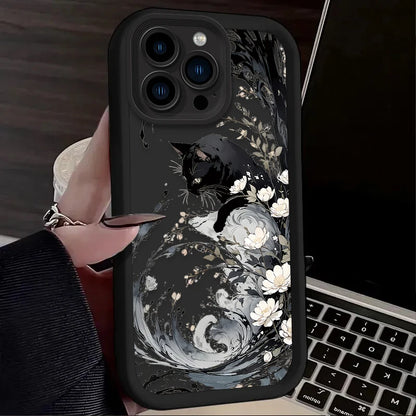 Oil Painting Artistic Cat Phone Case For iPhone